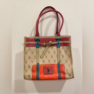 US Polo Assn. Orange and Pink Tote Bag